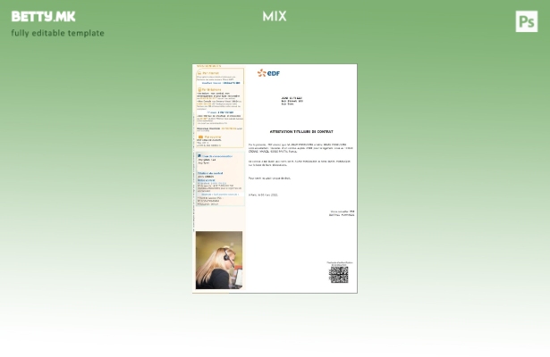 модерен стил Франција EDF потврда де contrat шаблон